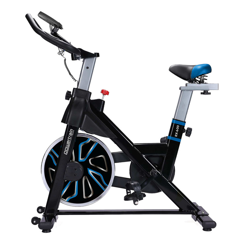 PowerTrain RX 600 Exercise Spin Bike Cardio Cycle Blue