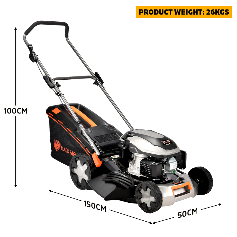 Buy Black Eagle Lawn Mower 18 & 20” Push & Self Propelled Lawnmower Petrol  4 Stroke - MyDeal