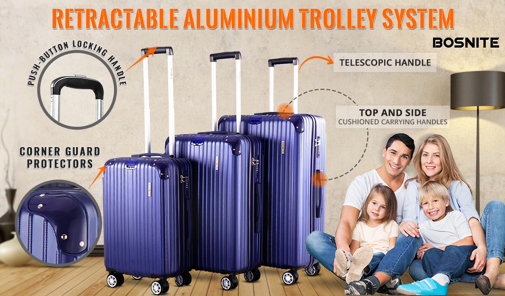 3pc Luggage Suitcase Trolley Set TSA Travel Carry On Bag Hard Case M | eBay