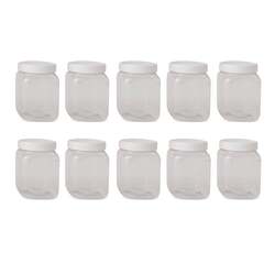 10x 250g Plastic Honey Jars + Lids - Square Clear Food Grade Packaging Containers