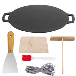 40cm Seasoned Cast Iron Induction Crepes Pan Baking Pancake Tool Pizza Bakeware