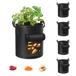 5-Pack 10 Gallons Plant Grow Bag Potato Container Pots with Handles Garden Planter Black