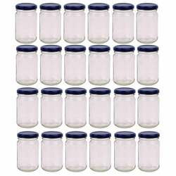 24x 375ml Flint Glass Jars + Twist Lids - Round Food Storage Preserving Jar