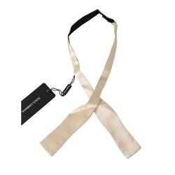 100% Authentic Dolce & Gabbana Bowtie Beige Silk Adjustable Strap One Size Men