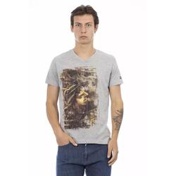 Short Sleeve V-Neck T-shirt with Front Print L Men