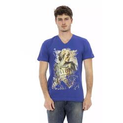 Short Sleeve V-Neck T-shirt with Front Print 2XL Men