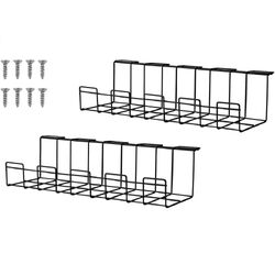 2 Pack Under Desk Cable Management Tray, Black