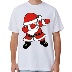 100% Cotton Christmas T-shirt Adult Unisex Tee Tops Funny Santa Party Custume, Dancing Santa (White), XL