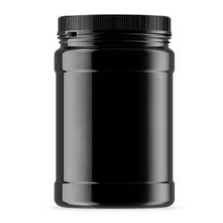 10x 2.5L Wide Mouth Plastic Jars and Lids Black - Empty Protein and Powder Tubs