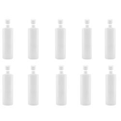 10x 500ml Clear HDPE Round Bottle + 28/410 Caps - Empty Plastic Food Storage