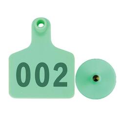 1-100 Cattle Number Ear Tag 6x7cm Set - Medium Green Sheep Livestock Label