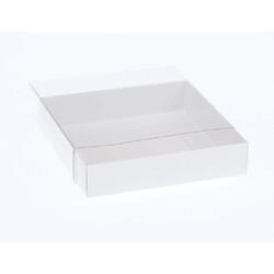 50 Pack of 15cm Square Invitation Coaster Favor Function product Presentation Cookie Biscuit Patisserie Gift Box - 4cm deep - White Card with Clear Sl