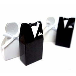 100 Pack of 50 Bride Gown and 50 Groom Tux Wedding Bridal Bomboniere Favor Candy Choc Almond Box - NW