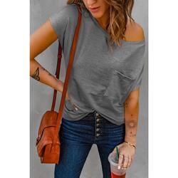 Azura Exchange Pocketed Tee with Side Slits - L