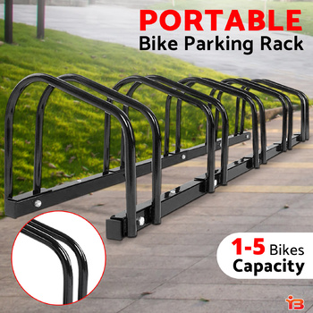 5 Parking Portable Bike Rack Bicycle Instant Storage Stand - Black