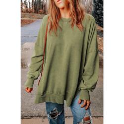 Azura Exchange Oversized Ribbed Trim Sweatshirt - L