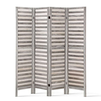 Artiss 4 Panel Foldable Wooden Room Divider - Grey