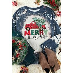 Azura Exchange MERRY Christmas Bleached Long Sleeve Top - L