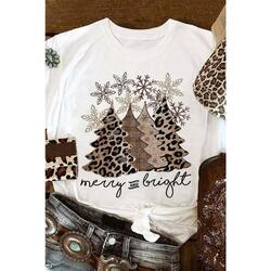 Azura Exchange Leopard Christmas Tree Graphic Print T-Shirt - S