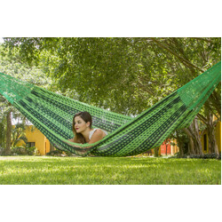 Mayan Legacy Queen Size Outdoor Cotton Mexican Hammock in Jardin Colour