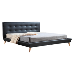 King PU Leather Deluxe Bed Frame Black