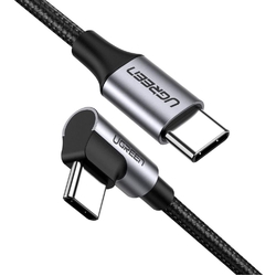 UGREEN USB-C to Angled USB2.0-C Round Cable M/M Aluminum Shell Nickel Plating 1m (Gray Black) 50123