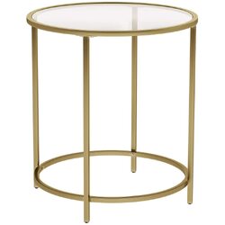 Gold Round Side Table with Golden Metal Frame Robust and Stable