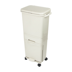 42L Rubbish Bin Waste Trash Can Pedal Recycling Kitchen Wheel 2 Compartment