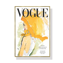 Wall Art 50cmx70cm Vogue Girl Gold Frame Canvas