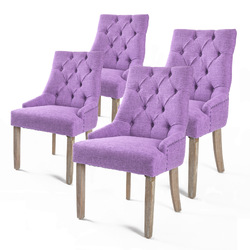 4X French Provincial Dining Chair Oak Leg AMOUR VIOLET