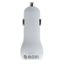 MOKI Dual USB Car Charger - White