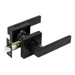 Door Handle Set Lever Passage Function Square Black