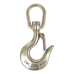 304 Stainless Steel Swivel Lift Clevis Chain Crane Hook with Safety Lock 650kg