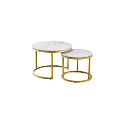 Nesting style Coffee Table - White on Champagne Gold - 60cm/40cm