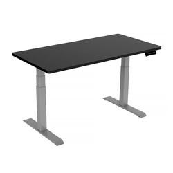 140cm Standing Desk Height Adjustable Sit Stand Motorised Grey Dual Motors Frame Black Top