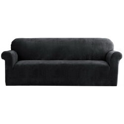 Artiss Sofa Cover Couch Covers 4 Seater Velvet Black