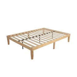 Warm Wooden Natural Bed Base Frame  Double