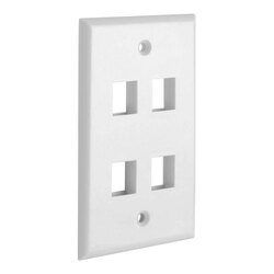 4 Port QuickPort outlet Wall Plate face plate, four Gang White