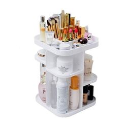 360 Rotating Large Capacity Makeup Organizer for Bedroom and Bathroom (White)