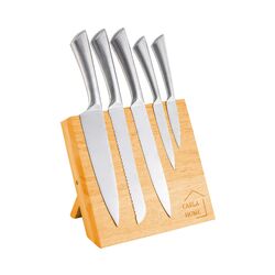 Natural Bamboo Magnetic Knife Block Holder with Strong Magnets for Home Kitchen Storage & Organisation