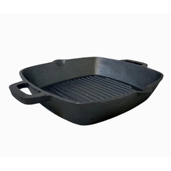 YES4HOMES 26 cm Barbecue  Cast Iron Fry Grill Pan Pre-Seasoned Oven Safe Grill Frypan