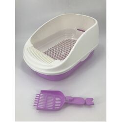 YES4PETS Large Portable Cat Toilet Litter Box Tray with Scoop and Grid Tray Purple