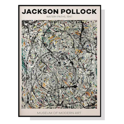 Wall Art 80cmx120cm Jackson Pollock Exhibition III Black Frame Canvas