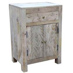 2 drawer sandblasted bedside in bird design