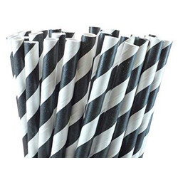 50 Pack Black White Drinking Straws Biodegradable Eco Paper Birthday Party Event Bistro Bar Cafe Take Away