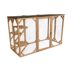 180cm Large Cat Enclosure Wooden Outdoor Cage with 3 Platforms