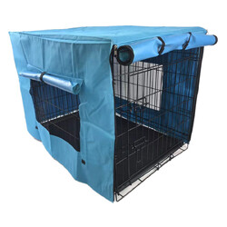 42' Portable Foldable Dog Cat Rabbit Collapsible Crate Pet Rabbit Cage with Cover Blue