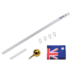 9.1m Flag Pole Kit Telescopic Heavy Duty 16 Gauge Aluminium with Flag