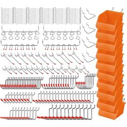 238Pc Pegboard Hooks Set Peg board Bins Parts Storage Assortment Tools Organiser