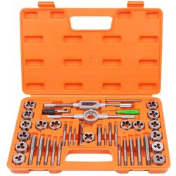 40Pc Tap And Die Set Imperial SAE Screw Screwdriver Thread Drill W/t Pitch Gauge